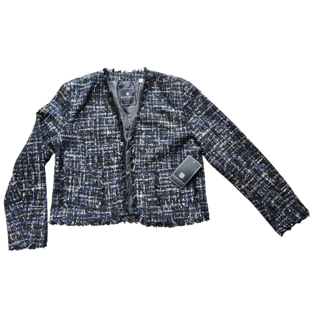 Bagatelle Collection tweed jacket open front size L NWT